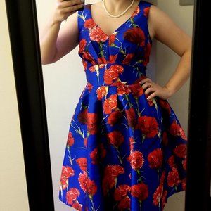 Chi Chi London Blue and Red Floral A-line Formal Dress